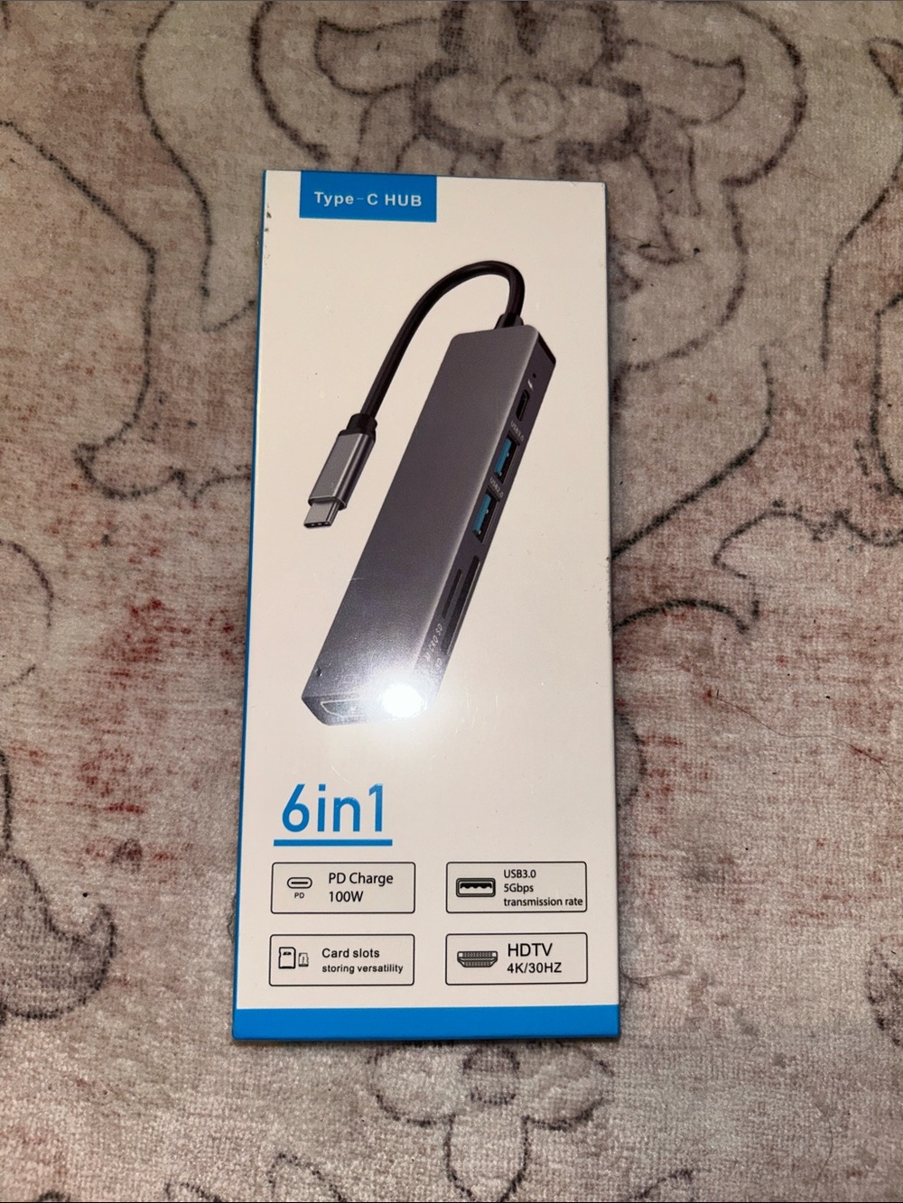 USB-C 6-in-1 Multiport Hub Adapter - Gray